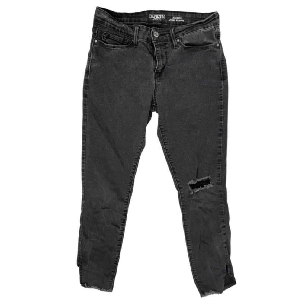 Denizen Levi's Modern Ankle Skinny Faded Black Jeans Women Size 6 / 28 Holes